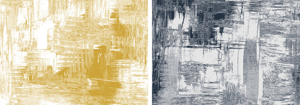 Textured grungy backgrounds, rough paint strokes on canvas, set of two abstract paintings, cross hatching backdrop