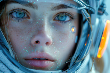 A portrait with sci-fi inspired retouching, transforming the subject into a futuristic character
