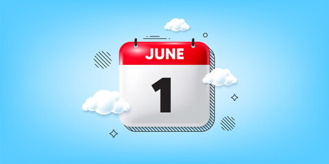 Fototapeta na wymiar Calendar date of June 3d icon. 1st day of the month icon. Event schedule date. Meeting appointment time. 1st day of June. Calendar month date banner. Day or Monthly page. Vector