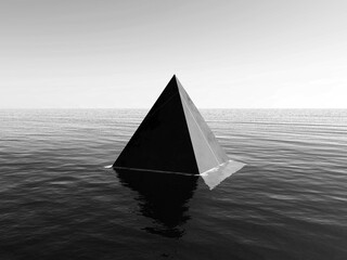 Pyramid object in the deep sea - obrazy, fototapety, plakaty