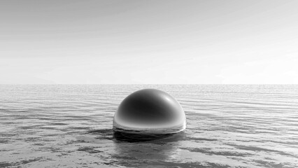 Glass sphere in the endless sea - obrazy, fototapety, plakaty