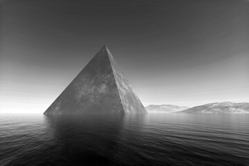 Stone pyramid in the ocean - obrazy, fototapety, plakaty