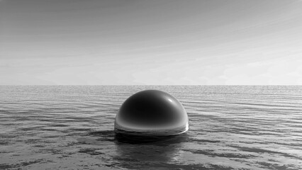 Glass sphere in the endless sea - obrazy, fototapety, plakaty
