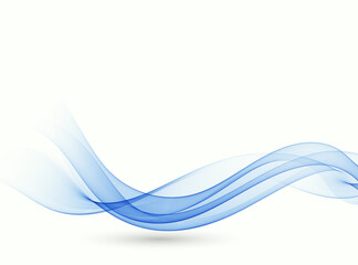 Abstract blue wave background, transparent wavy lines. A wave of blue smoke or liquid.