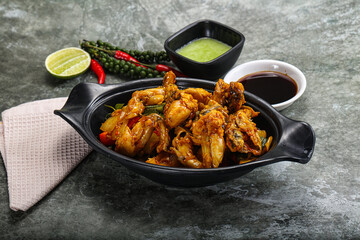 Vietnamese cuisine - fried frog with vegetables