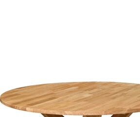 Natural oak wood table top over white background