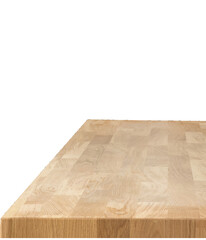 Natural oak wood table top over white background