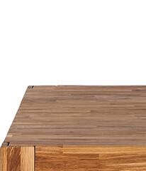 Natural oak wood table top over white background