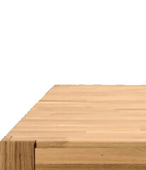 Natural oak wood table top over white background