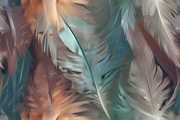 Image nature art of wings bird, Soft pastel detail of design, chicken feather texture, white fluffy...