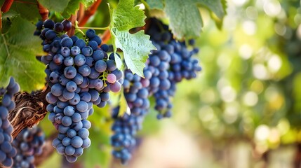 Naklejka premium Ripe grape bunches signal autumn winemaking season 