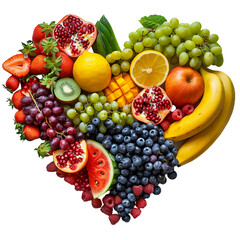 fresh fruit forms a heart, love fruit, concept of healthcare