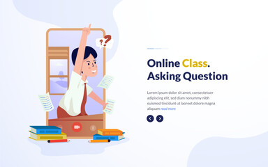 Online class asking question illustration design