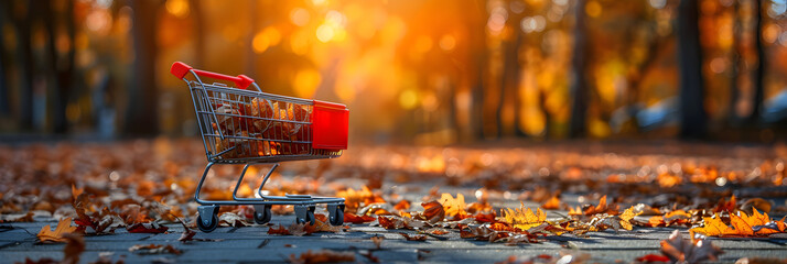 fire hydrant in the park,
Supermarket trolley in autumn park leaf fall dis