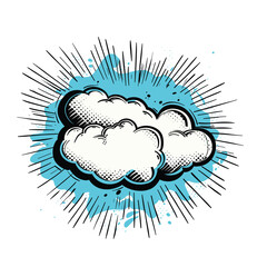 Halftone comic style cloud cartoon illustration