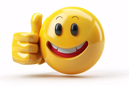 Yellow smiling emoticon with thumbs up