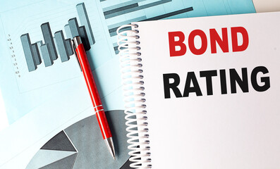 BOND RATING text on notebook on chart background