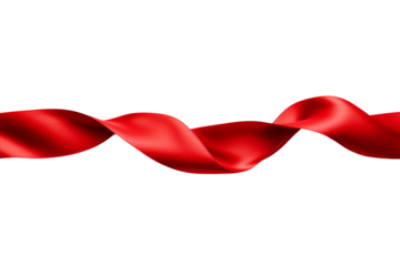 Dancing Elegance: A Red Ribbons Grace. On White or PNG Transparent Background.
