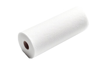 Fototapeta premium Textured white paper towel roll, embossed kitchen paper roll, household cleaning supply for hygiene and wiping isolated on Transparent Background