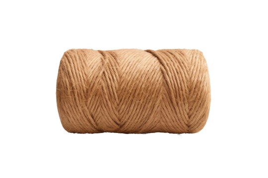 Twine spool, brown jute cord roll texture, rustic packaging and craft string supply for shipping and handmade projects isolated on Transparent Background