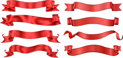 Red silk ribbon banners