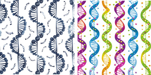 Biochemistry gene sequence model for wallpaper, biology research concept for fabric print