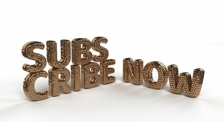 3d illustration of a "subscribe now" text isolated on a white background