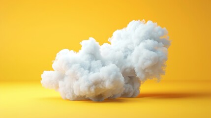 White fluffy clouds in oriental style isolated on yellow background.