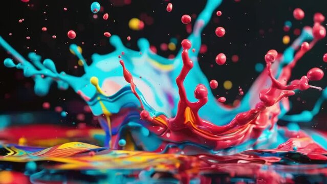 A vivid paint splash swirling, mix of colors as two chemicals reaction
