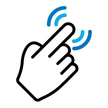 cursor hand icon clicking on wi-fi signal waves