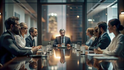 Office Meeting Blur: Business People in Boardroom Discussion Background