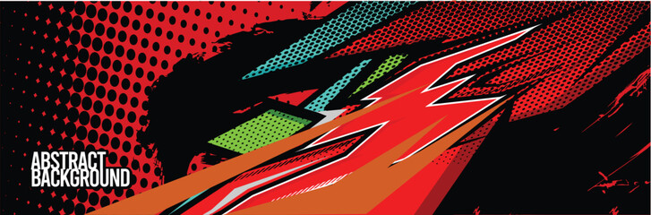 Fototapeta premium Car wrap decal designs. Abstract racing and sport background for racing livery or daily use car vinyl sticker. Vector eps 10.
