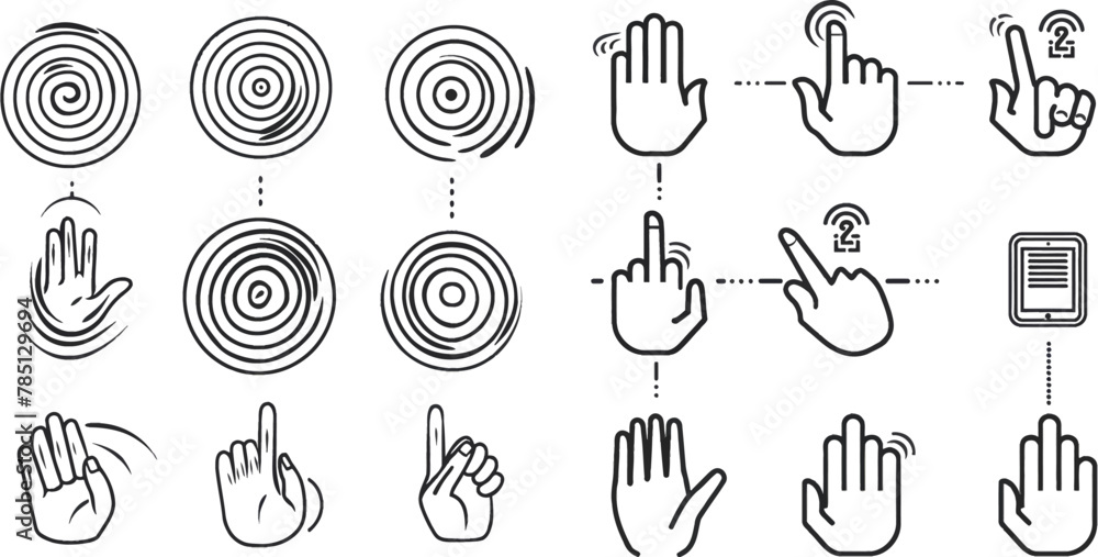 Poster line scroll gesture icons for user interface