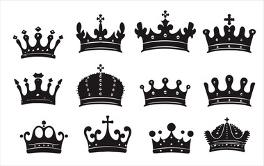 Vector set of crowns on a white background