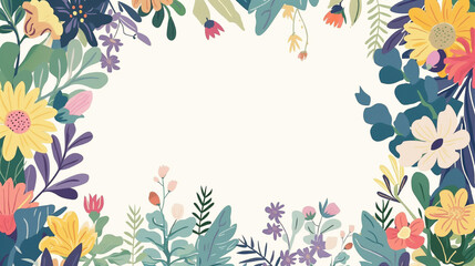 Floral border frame card template multicolor flowers