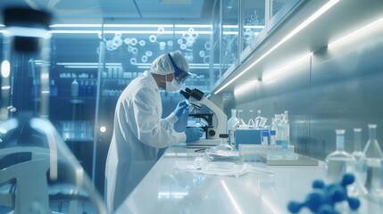 Obraz premium Scientist Analyzing Samples in Laboratory