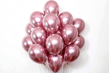 Fototapeta premium 30 balloon bunch, metallic pink color , chrome latex balloons for birthday party decoration