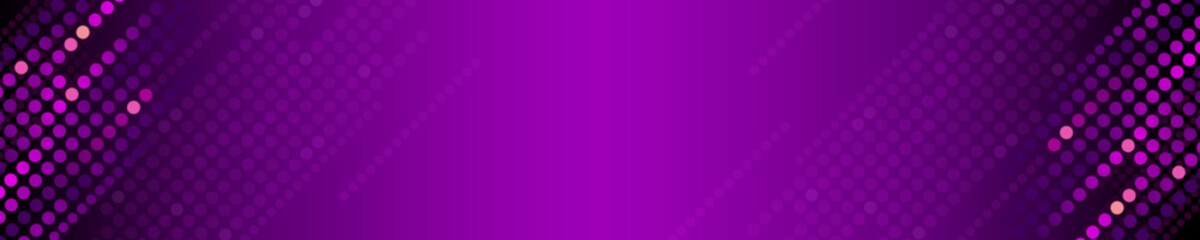 Abstract purple dotted banner with copy space. Horizontal background. Vector illustration.