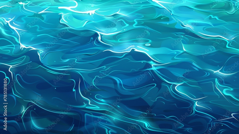 Poster the top view of the water surface has ripples and has an overlay effect of light refraction in pure 