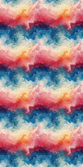 abstract colorful background with watercolor seamless texture of waves in blue and red