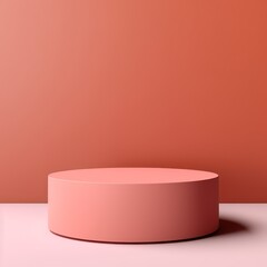 Coral minimal background with cylinder pedestal podium for product display presentation mock up in 3d rendering illustration vector design