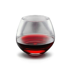 Red wine glass with a wide bowl and tapered rim containing a deep crimson liquid