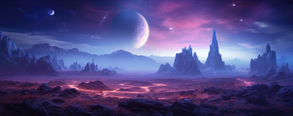 Amazing landscape of futuristic alien planet