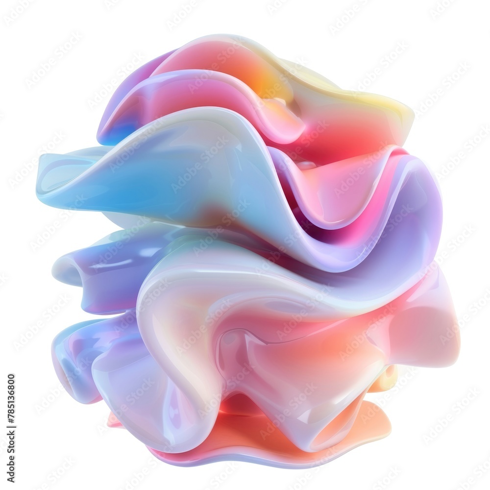 Poster a digitally created abstract swirl with a soft pastel color palette