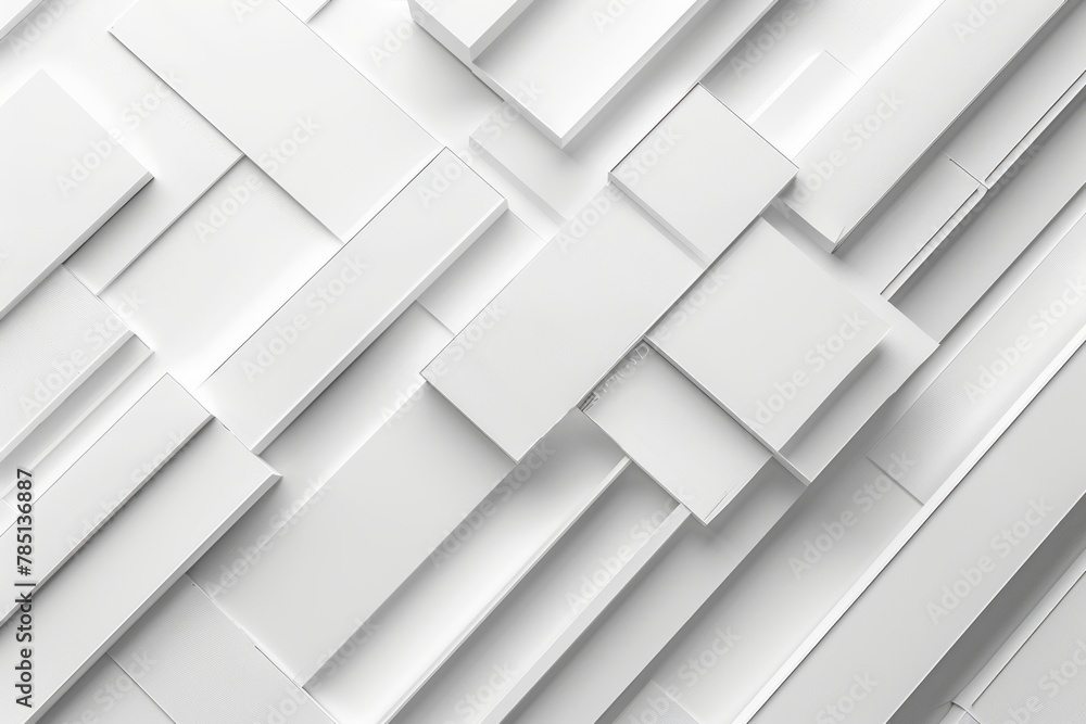 Poster diverse array of squares in different sizes on a white backdrop. dynamic geometric composition