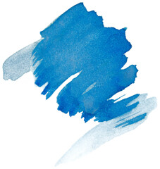 Blue brush stroke paint watercolor isolated on a transparent background. Color bubble. Header Logo.