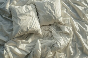 AI generated illustration of white bedding with a two pillows