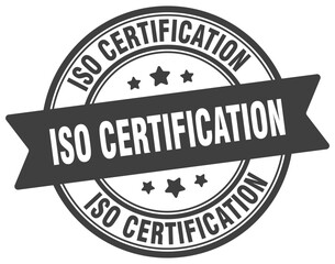 iso certification stamp. iso certification label on transparent background. round sign