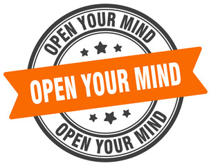 Fototapeta premium open your mind stamp. open your mind label on transparent background. round sign
