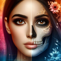 Elegant Cybernetic Fusion: Nature's Beauty Enhanced